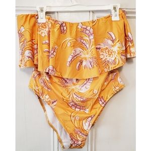 Tropical/floral one piece bathing suit